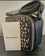 Whistles Bag Leather Black/Leopard Crossbody Crossover Bibi-Style Mini Box