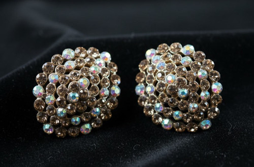 Gold tone crystal cluster - tone,