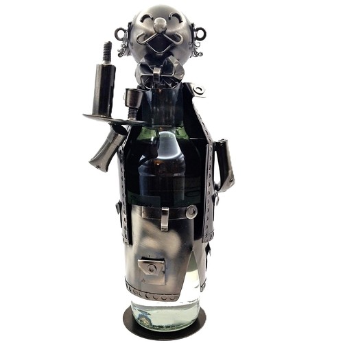 Waiter with tray metal wine - tray,