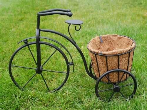 Black bike planter decorative - black,