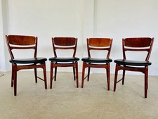 DANISH VINTAGE RETRO  DINING CHAIR SET (4)  IN LEATHER   1960s