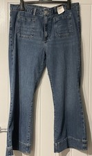 M&S Ladies Jeans Blue Size 20 Short Flare Leg High Rise BNWT