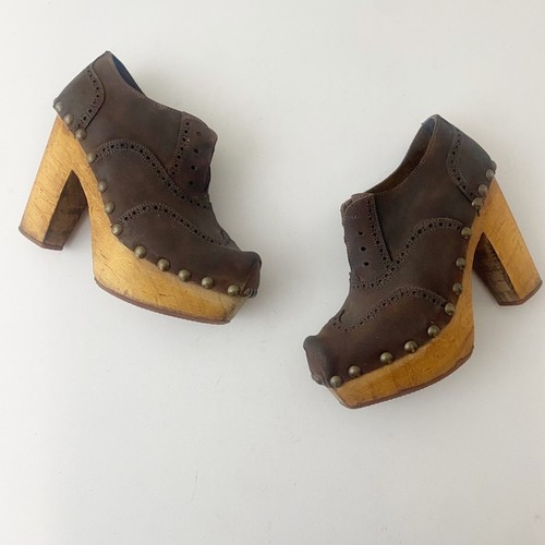 Vintage wood platform heels - wood,