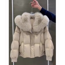 Luxury Fox Fur Collar Women Winter Short Chinese Style Down Jackets Puffer Coats