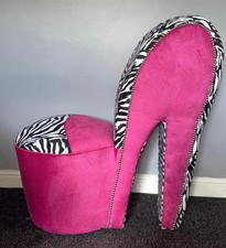High heel shoe chair with Animal Print fabric