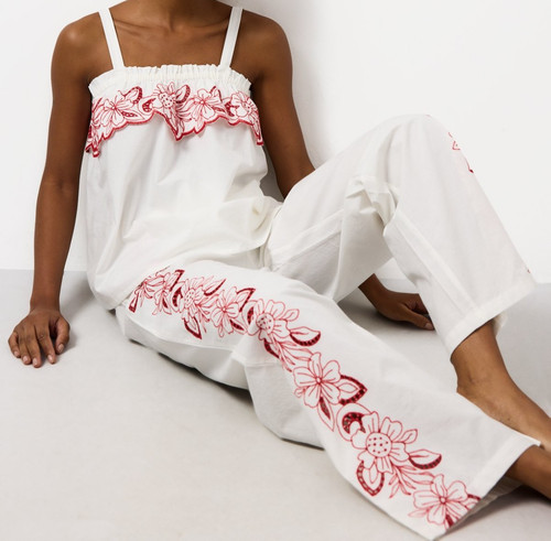 White floral embroidered - floral,