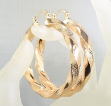 REAL 18K Gold Filled 6 x 50mm Large Hoops Earrings Valentine Xmas Birthday E596G