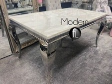 Marble Dining Table White Grey
