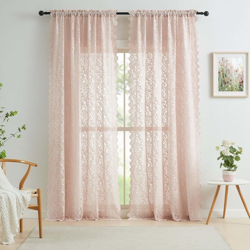 Bujasso pink lace - pink, sheer