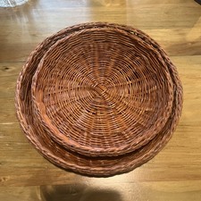 Pair of Round Wicker Trays for