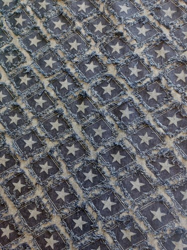 Star print denim fabric - star,