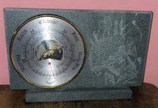 Vintage Mid Century 60's Daymaster Welsh Slate Barometer Mantel Heavy