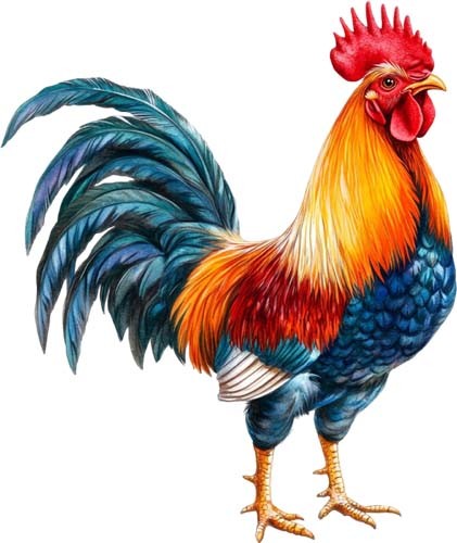 Watercolour rooster kitchen - watercolour,