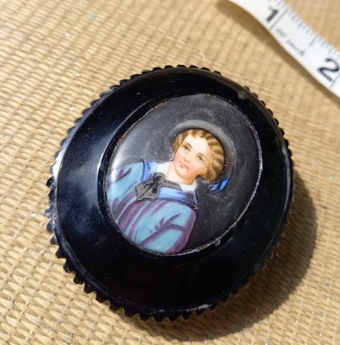 Victorian whitby jet oval - victorian,
