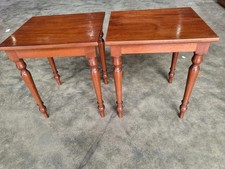 Pair two antique Victorian square side end lamp tables