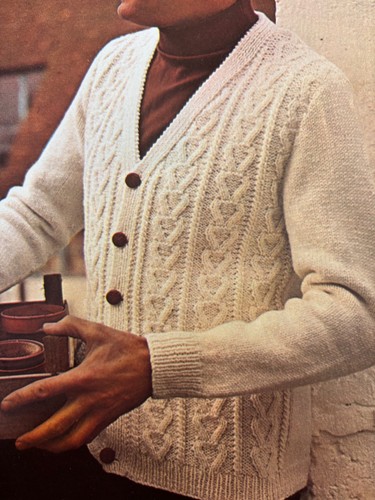 Mens traditional aran - mens, cardigan