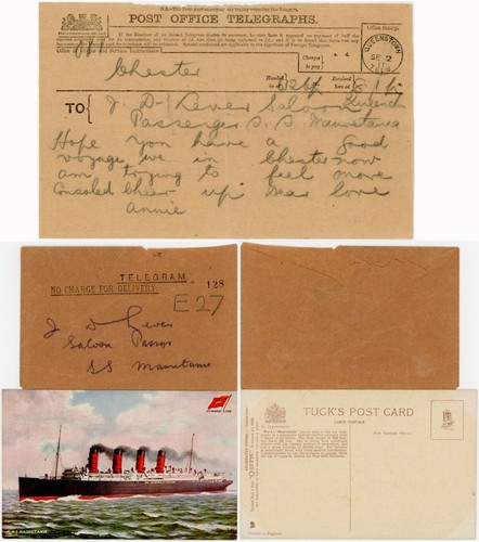 1911 telegram passenger - to, on