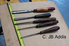 J B Addis Vintage Chisels 5 in total , mainly turning tools (C)