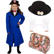 GIRLS MAGICAL NANNY COSTUME WORLD BOOK DAY FILM CLASSIC KIDS CHILDS FANCY DRESS