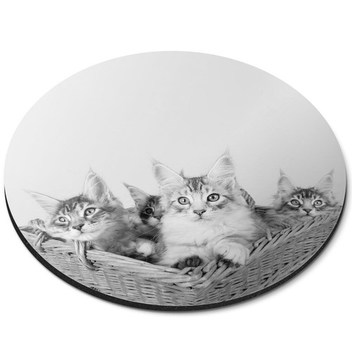 Round mouse mat cute - round, (bw)