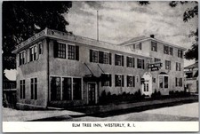 WESTERLY, Rhode Island Postcard ELM TREE INN - Hotel, Street View c1940s Unused
