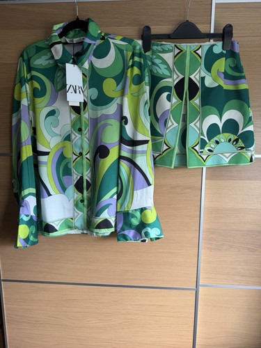 Zara size green retro print - s,