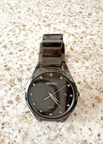 Seiko solar mens black dress - seiko,