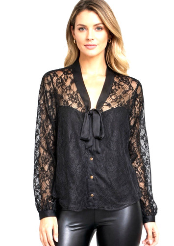 Lipsy black lace - black, shirt