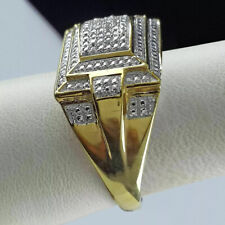 Round Cluster Diamond Mens Pinky Engagement Ring 14k Yellow Gold Finish Size N-V