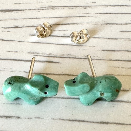 Zuni bear fetish earrings stud - earrings,