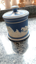 Adams Tunstall Jasperware Country Scene Tobacco Humidor Jar