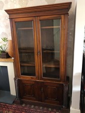 Antique Victorian Dresser Bookcase Walnut Mahogany Rosewood Cabinet c 1850-1900