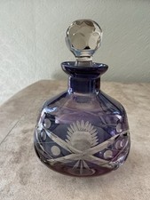 Vintage Decorative Crystal Glass Scent Bottle (Purple & Clear) With Top