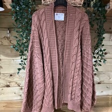 In The Style Sample Tan Chunky Cable Knit Cardigan Size 12 Oversized
