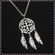Beautiful Yoga Flower Dream Catcher Necklace , Stainless Steel - Uk Seller
