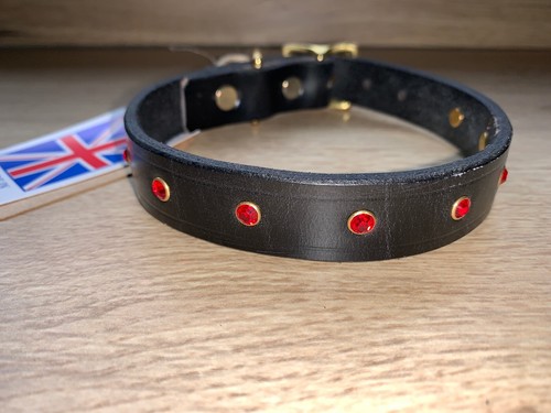 Black dog collar real leather - collar,
