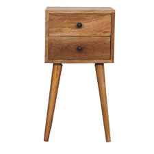 Small Scandi 2 Drawer Oak-ish Bedside Table