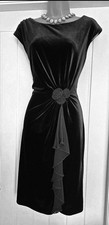 Vintage 1940s 1950s Style Stretch Velvet Christmas Party Pencil Dress 10 12 