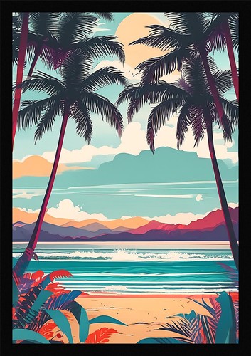 Serene tropical beach framed - serene,