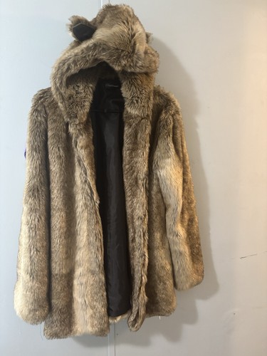 Faux fur coat hoodie - faux,
