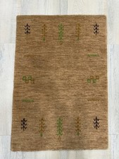 Vintage Handmade Oriental Rug 100% Wool Tribal Brown Small Carpet 2x3 ft