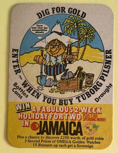 Vintage 1977 beer mat postcard - mat,