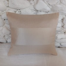 Silky Cushion Cover, Striped, Pale Gold, Faux Silk, 14" x 16".