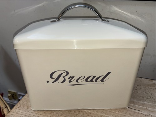 Retro cream enamel - bread, bin