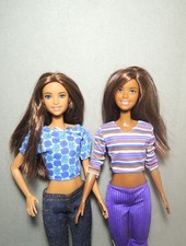 2 Barbie dolls brunette hair