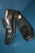 Vtg Delicious Junction black brogue all leather shoes size 9  mod revival