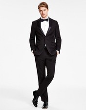 $425 BRAND NEW KENNETH COLE Mens 36R Black 2 Piece Tuxedo Suit With Pants 29x32