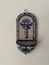 Vintage Spanish Pottery Holy Water Font Wall Hanging