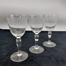 Bohemia Pall Mall Lady Hamilton Wine Glasses x3 Crystal Etched Balustroid 16cm
