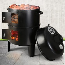 Garden Outdoor Vertical Smoker+2 Access Doors 80*40cm Heavy Duty Charcoal Smoker